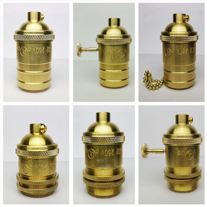 Vara lampas turētājs ar uzrakstu Poga vai ķēdes slēdzis un vītņots skrūves abažūra gredzena uzstādītājs DIY apgaismojuma pamatne