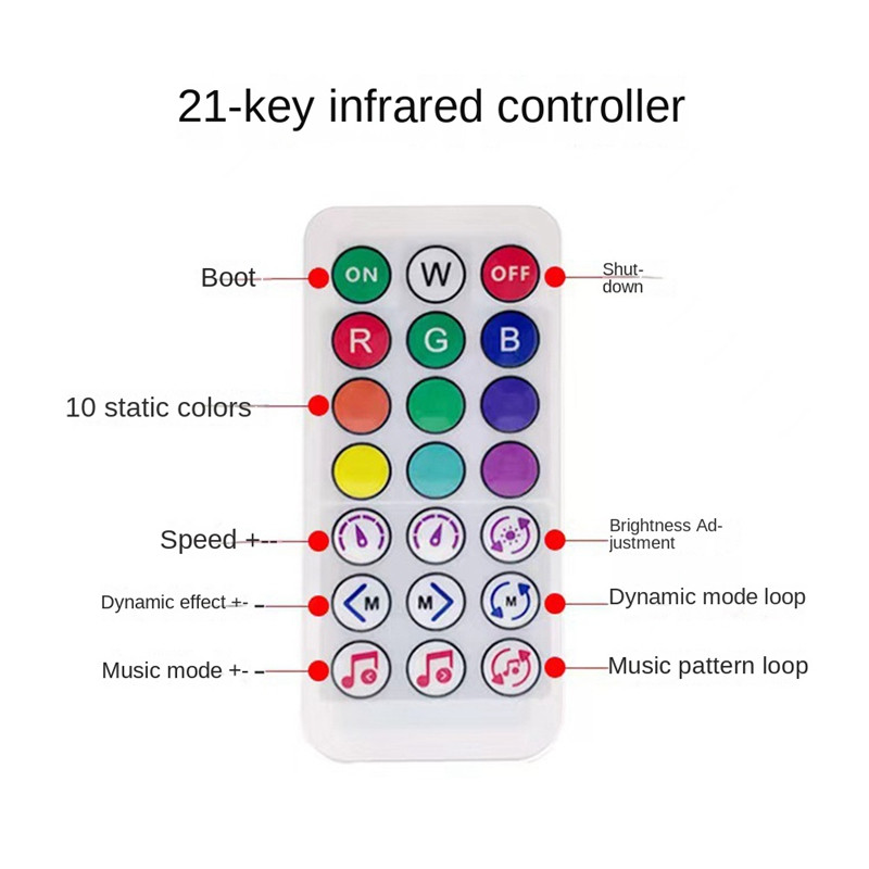 DC5V SP620E USB Bluetooth-muusika pikslikontrolleri osa komponent RF kaugjuhtimispult WS2812 RGB LED-riba valguslindile