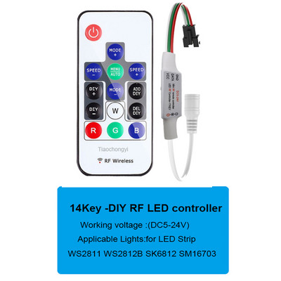WS2811 WS2812B Led Pixels Strip Light Controller USB/DC MINI 3Keys RF 14/17/21Keys Led Tape Remote Controller DC5-24V