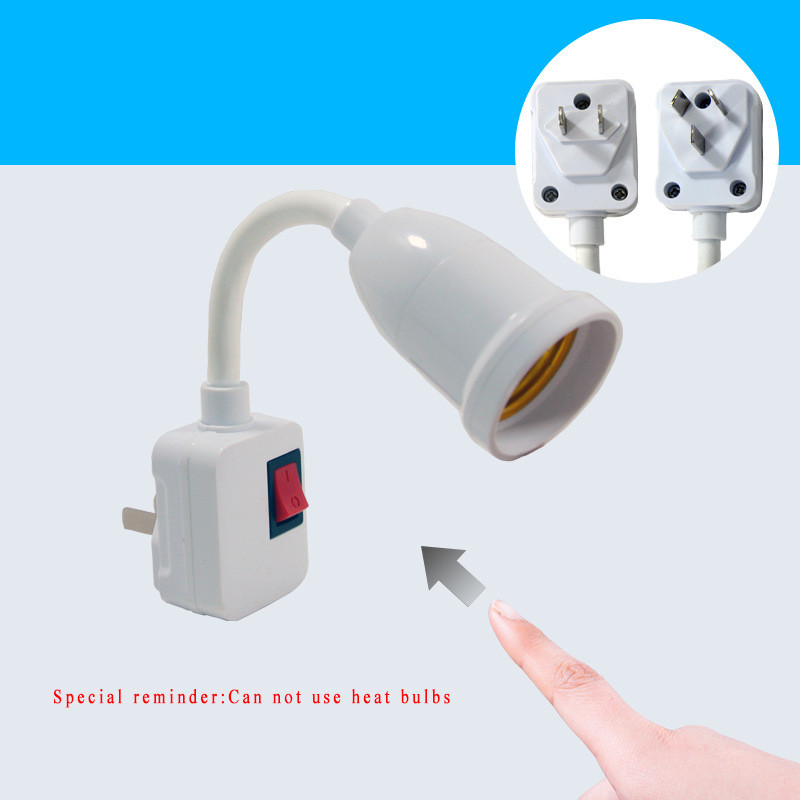 Adaptor priză la priză, priză de lumină cu priză, conversie priză în soclu pentru bec, priză cu 2/3 fire la bază cu șurub E27