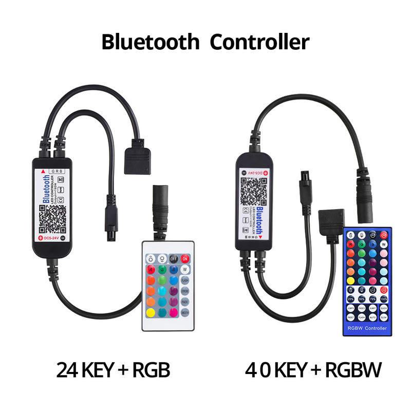 5-24 V Smart LED RGB RGBW Bluetoothi kontroller USB 24 40 võtmega IR kaugjuhtimispult 3528 5050 valgusribaga mitmevärvilise vahetatava teleri taustvalgustusega