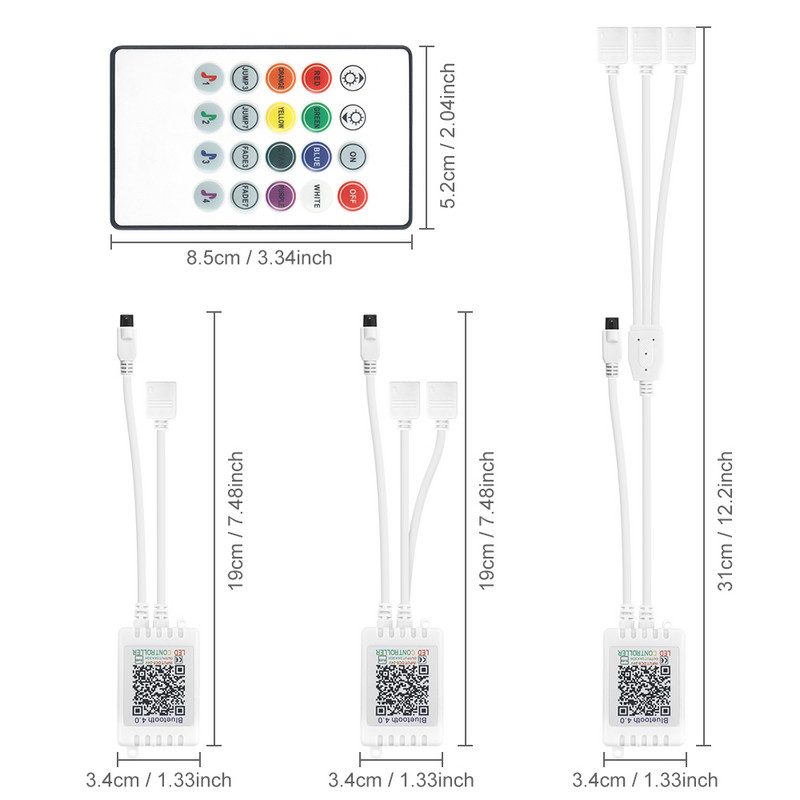 DC5-24V mini Bluetooth muusikakontroller IR kaugjuhtimispult 20 klahviga muusika heliandur Juhtmeta RGB kontroller valgusribade jaoks