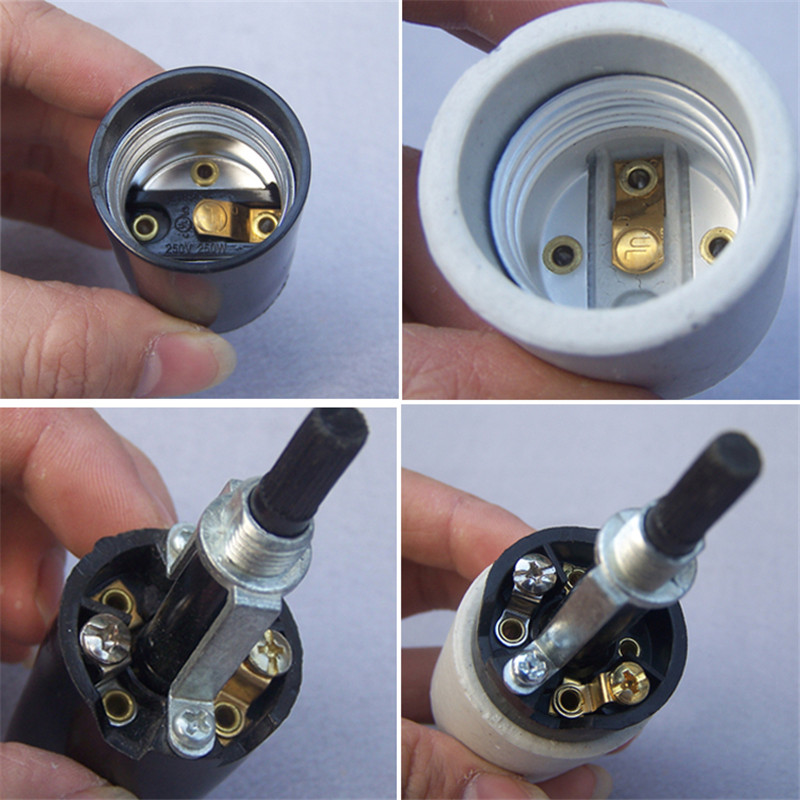 Kvaliteetse kahesuunalise pöördlülitiga keraamilise bakeliidipesa E27 näidisnäidis silmakaitse lambi peavalgusti tarvikud