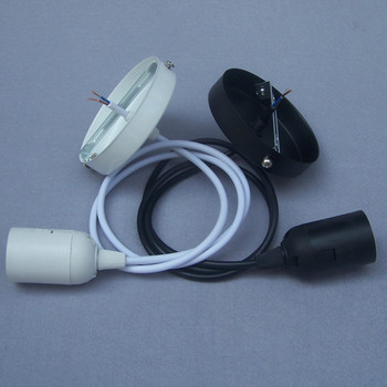 Основа Таван Роза Сенник с кабелна тел Комплект кабели Пластмасов цокъл E27 Държач за лампа Черно бял за LED модерна лампа DIY IQ