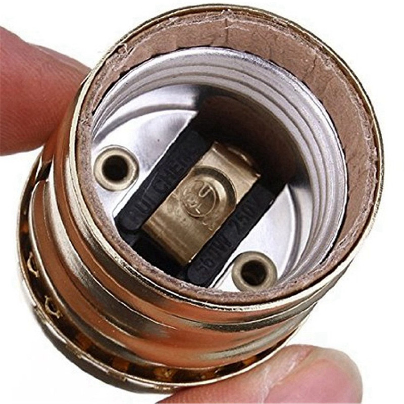 2X lampa de epocă, bază de lumină, adaptor pentru suport pentru becuri E27, fără fir, fără întrerupător, alamă antică