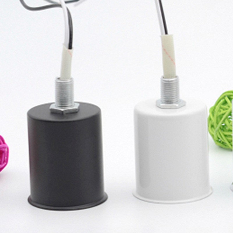 E27 keraminis sraigtinis pagrindas apvalus LED lemputės lempos lizdo laikiklio adapteris metalinis lempos laikiklis su viela