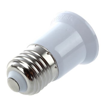 Προέκταση προσαρμογέα ABHU 2X E27 To E27 Bulb Holder Silver Tone White Adapter
