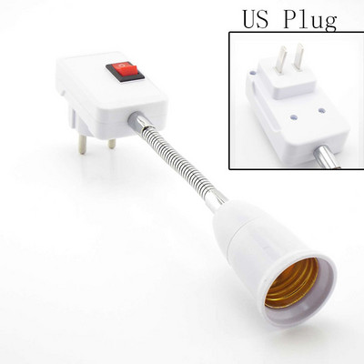 Lankstus lempos lemputės adapteris šviesos pagrindų laikiklis Konverteris įjungimo/išjungimo jungiklis Keitiklis E27 lizdas 20CM EU/US/UK Kištukas AC 110-220V