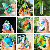 Aurora AB Цветни кристални призми Висулки Ловец на слънце Висящи части за полилей Дъгови кристали Блестящ гирлянд Домашен сватбен декор