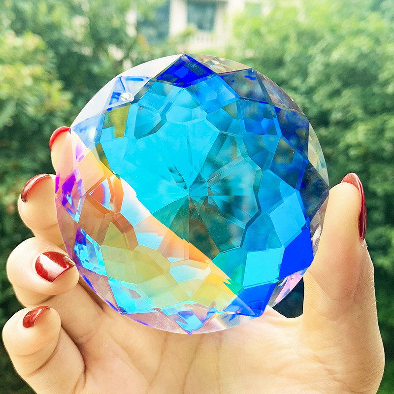 Aurora AB Цветни кристални призми Висулки Ловец на слънце Висящи части за полилей Дъгови кристали Блестящ гирлянд Домашен сватбен декор