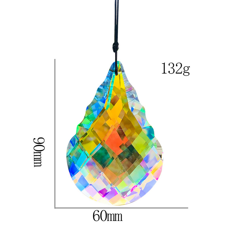 Aurora AB Цветни кристални призми Висулки Ловец на слънце Висящи части за полилей Дъгови кристали Блестящ гирлянд Домашен сватбен декор