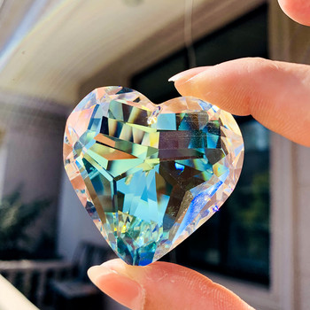 Fire Polished AB Color Heart Love Crystal Faceted Prism Chandelier Component Suncatcher Aurora Rainbow Jewelry Προμήθειες Διακόσμηση σπιτιού
