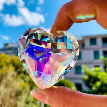 Fire Polished AB Color Heart Love Crystal Faceted Prism Chandelier Component Suncatcher Aurora Rainbow Jewelry Supply Home Decor