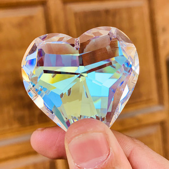 Fire Polished AB Color Heart Love Crystal Faceted Prism Chandelier Component Suncatcher Aurora Rainbow Jewelry Supply Home Decor