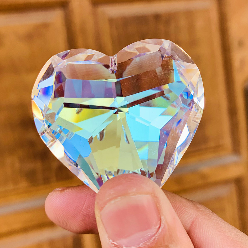 Fire Polished AB Color Heart Love Crystal Faceted Prism Chandelier Component Suncatcher Aurora Rainbow Jewelry Προμήθειες Διακόσμηση σπιτιού