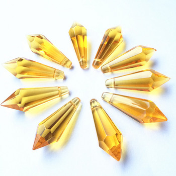 Μενταγιόν K9 Crystal Chandelier Prisms (Free Ring) Πολύχρωμο Cut & Faceted Glass 36mm U-Icicle Drops For Cake Topper Decoration