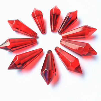 Μενταγιόν K9 Crystal Chandelier Prisms (Free Ring) Πολύχρωμο Cut & Faceted Glass 36mm U-Icicle Drops For Cake Topper Decoration