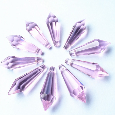 Candelabru de cristal K9 Pandantive Prisme (Inel gratuit) Sticlă tăiată și fațetă multicoloră 36 mm U-Icicle Picături pentru decorarea torturilor