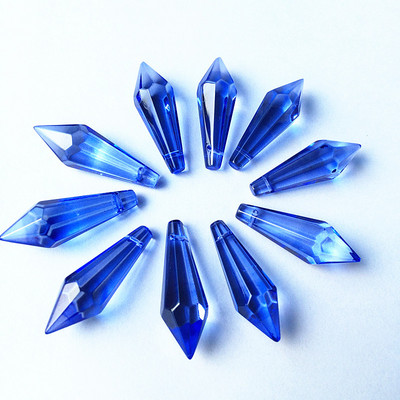 Candelabru de cristal K9 Pandantive Prisme (Inel gratuit) Sticlă tăiată și fațetă multicoloră 36 mm U-Icicle Picături pentru decorarea torturilor