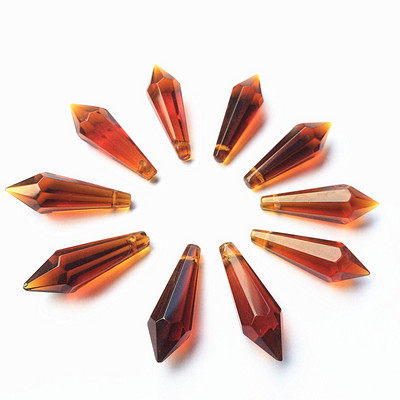 Candelabru de cristal K9 Pandantive Prisme (Inel gratuit) Sticlă tăiată și fațetă multicoloră 36 mm U-Icicle Picături pentru decorarea torturilor