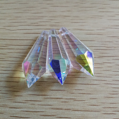 10 части 38 mm Crystal U Drop Висулка Различни цветове Стъклена висулка Призма Части Декоративни светещи мъниста