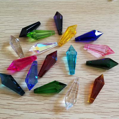 10 части 38 mm Crystal U Drop Висулка Различни цветове Стъклена висулка Призма Части Декоративни светещи мъниста