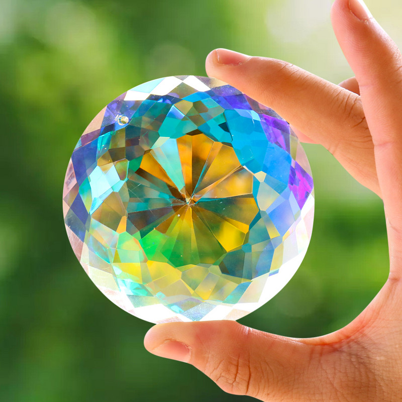 75MM Aurora Spalvingos krištolinės prizmės Sietynas Kristalai Stikliniai pakabučiai Dalys Saulės gaudyklė Vaivorykštės gaminimo mašinėlė Kabantis briaunotai blizgantis