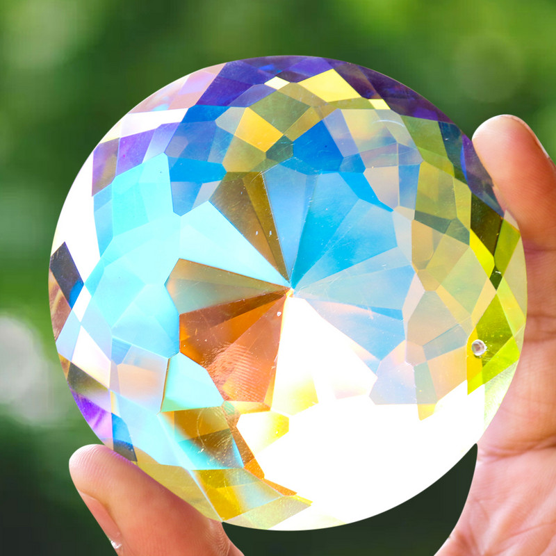 75MM Aurora Spalvingos krištolinės prizmės Sietynas Kristalai Stikliniai pakabučiai Dalys Saulės gaudyklė Vaivorykštės gaminimo mašinėlė Kabantis briaunotai blizgantis