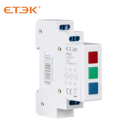 ETEK Din Rail Mount LED modulinė signalinė lempa Raudona Žalia Geltona Mėlyna RGB RGY AC 220V-240V Pramoninė
