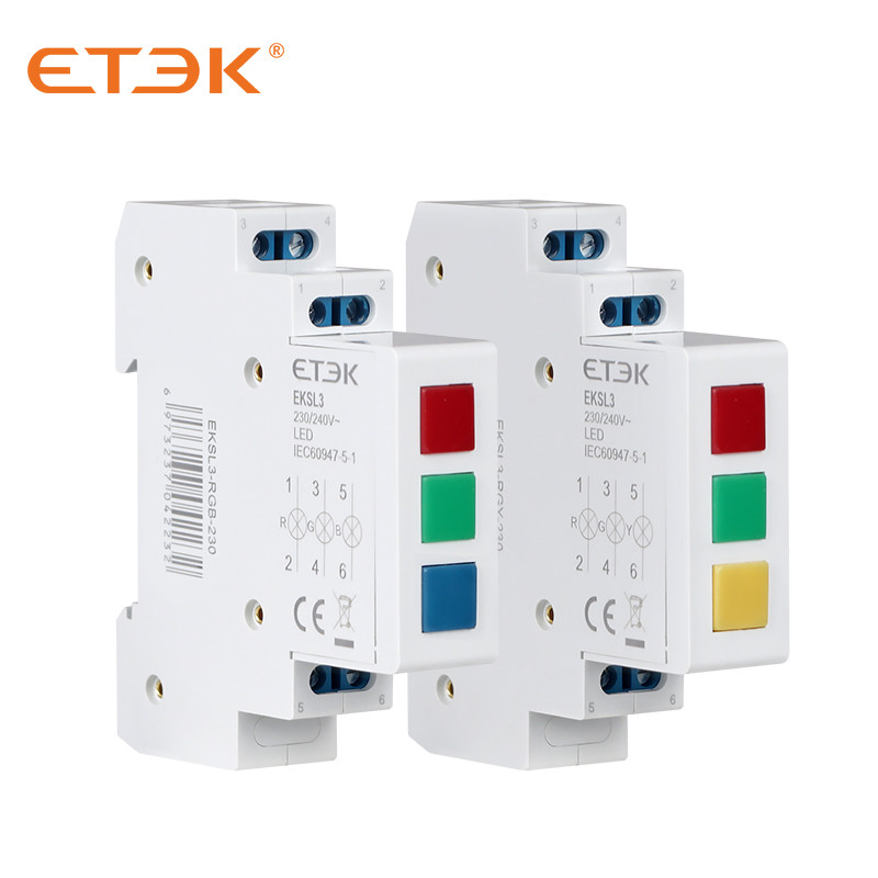 ETEK Din Rail Mount LED modulinė signalinė lempa Raudona Žalia Geltona Mėlyna RGB RGY AC 220V-240V Pramoninė