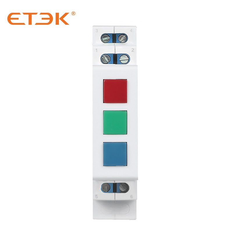 ETEK Din Rail Mount LED modulinė signalinė lempa Raudona Žalia Geltona Mėlyna RGB RGY AC 220V-240V Pramoninė