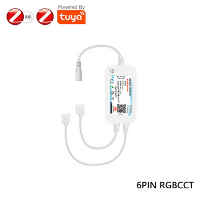 Zigbee 3.0 LED išmanusis valdiklis DC12V 24V 5050 3528 RGB/RGBWW/RGBCCT/COB LED juostos šviesos reguliatorius, skirtas 2MQTT/Tuya/Alexa/Google