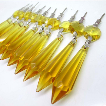10PCS 55mm Crystal Chandelier Icicle U-drop Prisms Εξαρτήματα φωτιστικών με πόρπη κρεμαστά εξαρτήματα φωτισμού Εξαρτήματα Διακόσμηση σπιτιού
