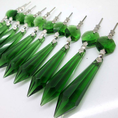 10PCS 55 мм кристален полилей Icicle U-drop призми Части на лампа с катарама Висящи аксесоари за осветление Части Декорация на дома