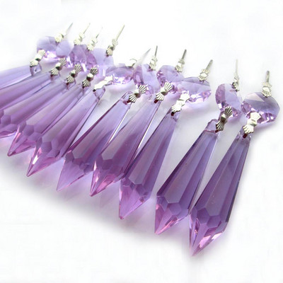10PCS 55 мм кристален полилей Icicle U-drop призми Части на лампа с катарама Висящи аксесоари за осветление Части Декорация на дома