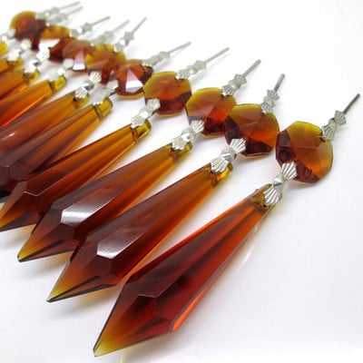 10PCS 55 мм кристален полилей Icicle U-drop призми Части на лампа с катарама Висящи аксесоари за осветление Части Декорация на дома