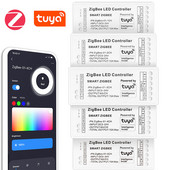 „Zigbee WiFi“ LED valdiklis 12V 24V Vienos spalvos dvibaltas RGB RGBW RGBCCT LED juostelės išmanusis valdiklis, skirtas Tuya Alexa Google Home
