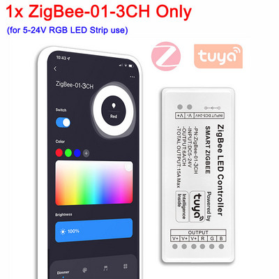 „Zigbee WiFi“ LED valdiklis 12V 24V Vienos spalvos dvibaltas RGB RGBW RGBCCT LED juostelės išmanusis valdiklis, skirtas Tuya Alexa Google Home