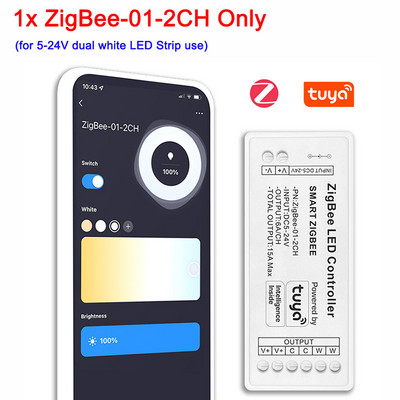 „Zigbee WiFi“ LED valdiklis 12V 24V Vienos spalvos dvibaltas RGB RGBW RGBCCT LED juostelės išmanusis valdiklis, skirtas Tuya Alexa Google Home