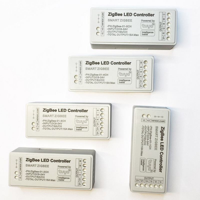 „Zigbee WiFi“ LED valdiklis 12V 24V Vienos spalvos dvibaltas RGB RGBW RGBCCT LED juostelės išmanusis valdiklis, skirtas Tuya Alexa Google Home