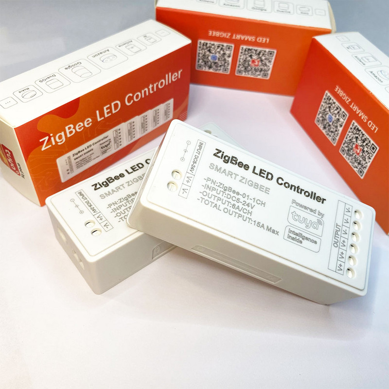 „Zigbee WiFi“ LED valdiklis 12V 24V Vienos spalvos dvibaltas RGB RGBW RGBCCT LED juostelės išmanusis valdiklis, skirtas Tuya Alexa Google Home