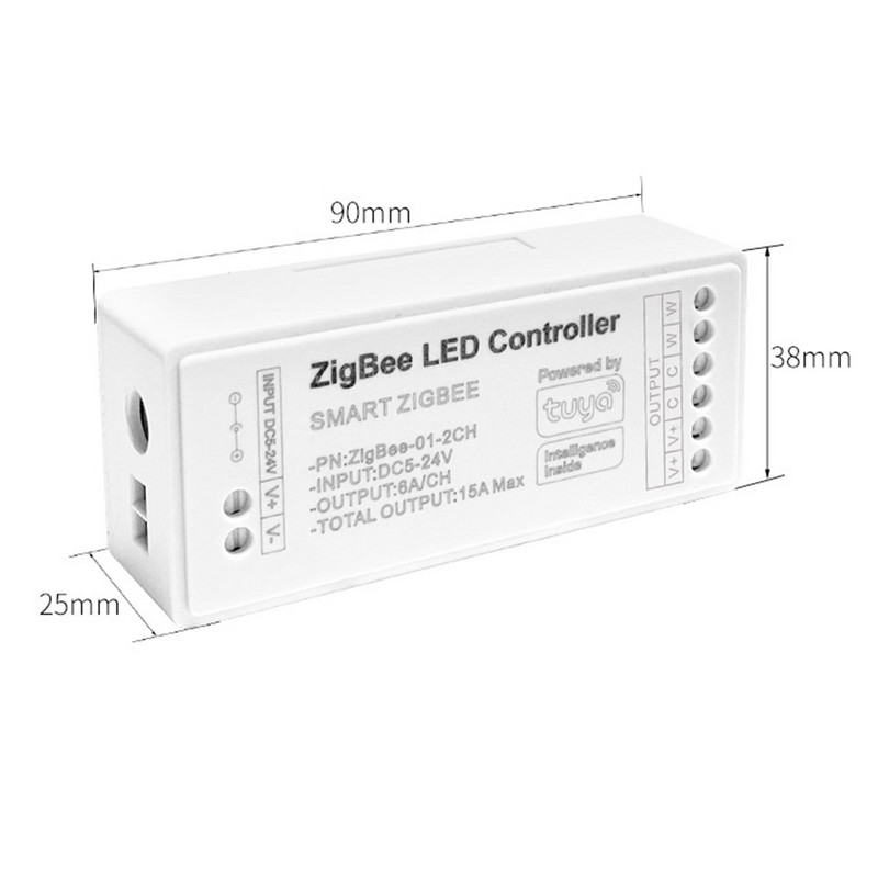 „Zigbee WiFi“ LED valdiklis 12V 24V Vienos spalvos dvibaltas RGB RGBW RGBCCT LED juostelės išmanusis valdiklis, skirtas Tuya Alexa Google Home