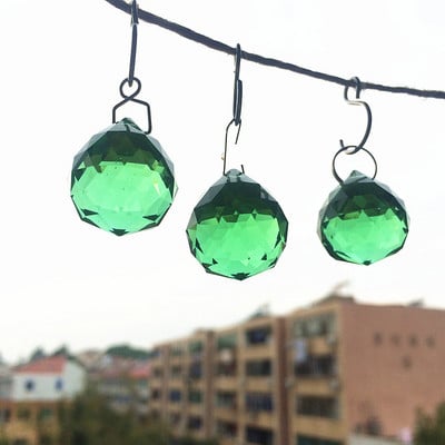 (Безплатни пръстени) 5 бр. 20 мм многоцветни фасетирани кристални стъклени топки Части от полилеи фън шуй топки за осветление Висулки