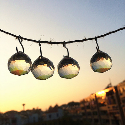 (Безплатни пръстени) 5 бр. 20 мм многоцветни фасетирани кристални стъклени топки Части от полилеи фън шуй топки за осветление Висулки