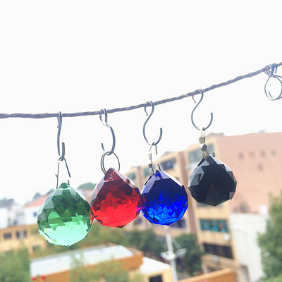 (Безплатни пръстени) 5 бр. 20 мм многоцветни фасетирани кристални стъклени топки Части от полилеи фън шуй топки за осветление Висулки