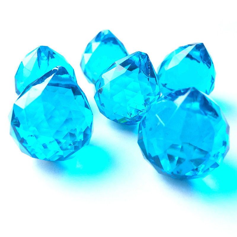 (Безплатни пръстени) 5 бр. 20 мм многоцветни фасетирани кристални стъклени топки Части от полилеи фън шуй топки за осветление Висулки