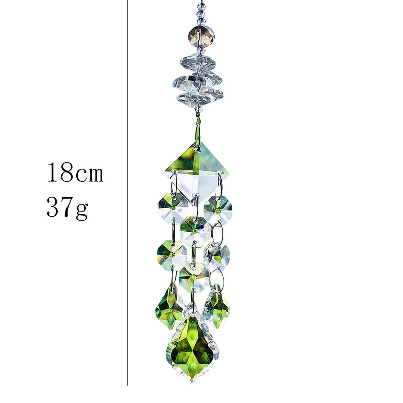 Χειροποίητο πλεκτό τετράγωνο οκτάγωνο κοσμήματα με χάντρες κρυστάλλινο κρεμαστό κόσμημα πρίσμα Suncatcher Πολυέλαιος Γυαλιστερό DIY Νεράιδα Κρεμαστό ντεκόρ κήπου