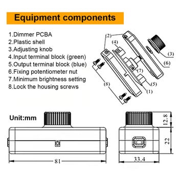 Черен/бял 220~240V AC 3-100W димерен превключвател Регулиране на светлината Димируем въртящ се димерен превключвател за крушки с нажежаема жичка/халогенни крушки LED лампа