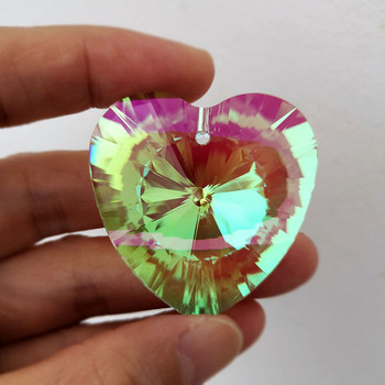 2τμχ 40mm Κρεμαστό Καρδιά Κρυστάλλινο Suncatcher Πολυέλαιος Πρίσμα Χάντρες Φωτιστικό Αξεσουάρ Rainbow Maker Ειδώλιο Διακόσμησης Γάμου σπιτιού