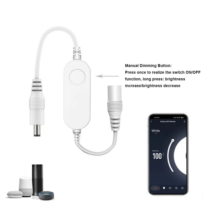 tuya Mini Monokroomne wifi dimmer Kontroller Led Hämardatav 5050 Strip Lights Controller Nutikas elu rakenduse lüliti Echo Google Home jaoks